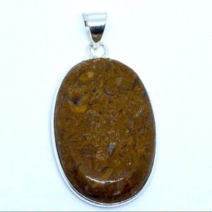 Oversized Jasper Sterling Silver Statement Pendant - 2” Tall
